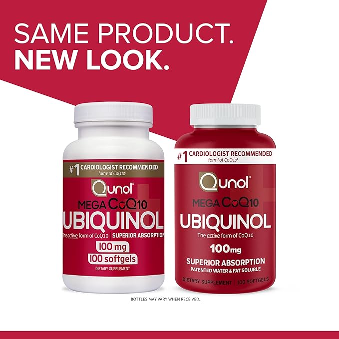 Qunol Mega Ubiquinol CoQ10 100mg Softgels- Superior Absorption - Active form of Coenzyme Q10 for Heart Health - 100 Count (Pack of 2)