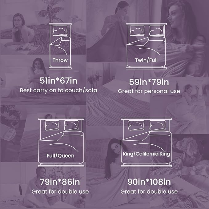 Elegear Revolutionary Cooling Blanket Queen Absorbs Heat to Keep Body Cool for Night Sweats, Arc-Chill 3.0 Cool Fiber Q-Max>0.5 for Hot Sleepers, Lightweight Summer Cold Blankets for Sleeping, Purple