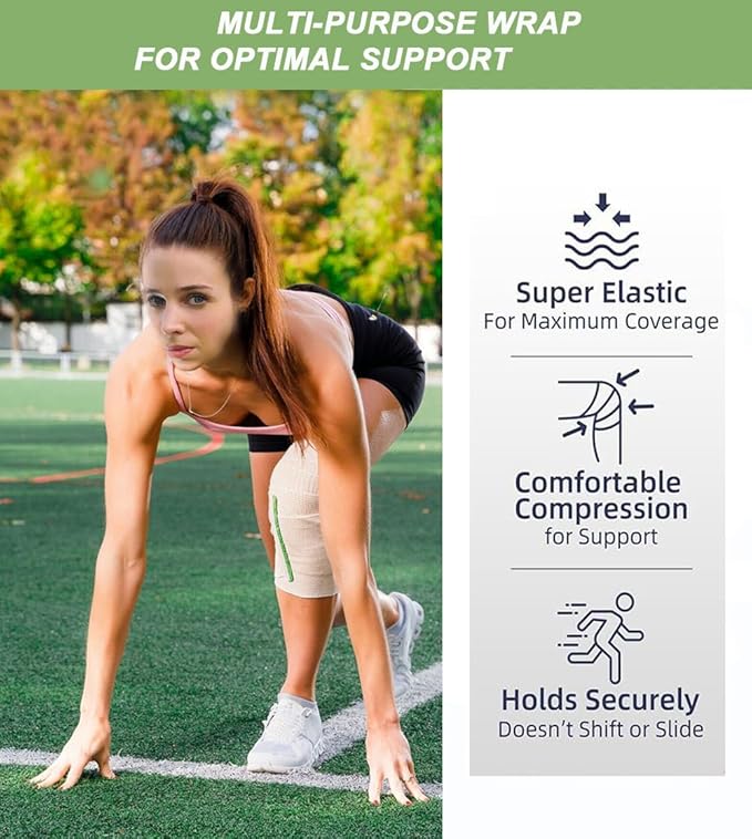 6 Pack Elastic Bandage Wrap, 2" Wide Compression Roll Latex Free Bandage for Legs, Ankle, Knee, Body Wrap, Compression Leg Wraps,First Aid Kit