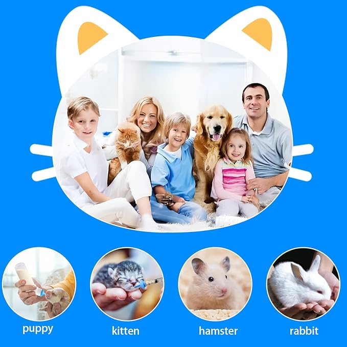 Blue Pet Feeding Silicone Nipple with Bottle for Kittens,Squirrels,Newborn Kittens Puppy Cat or Other Pets