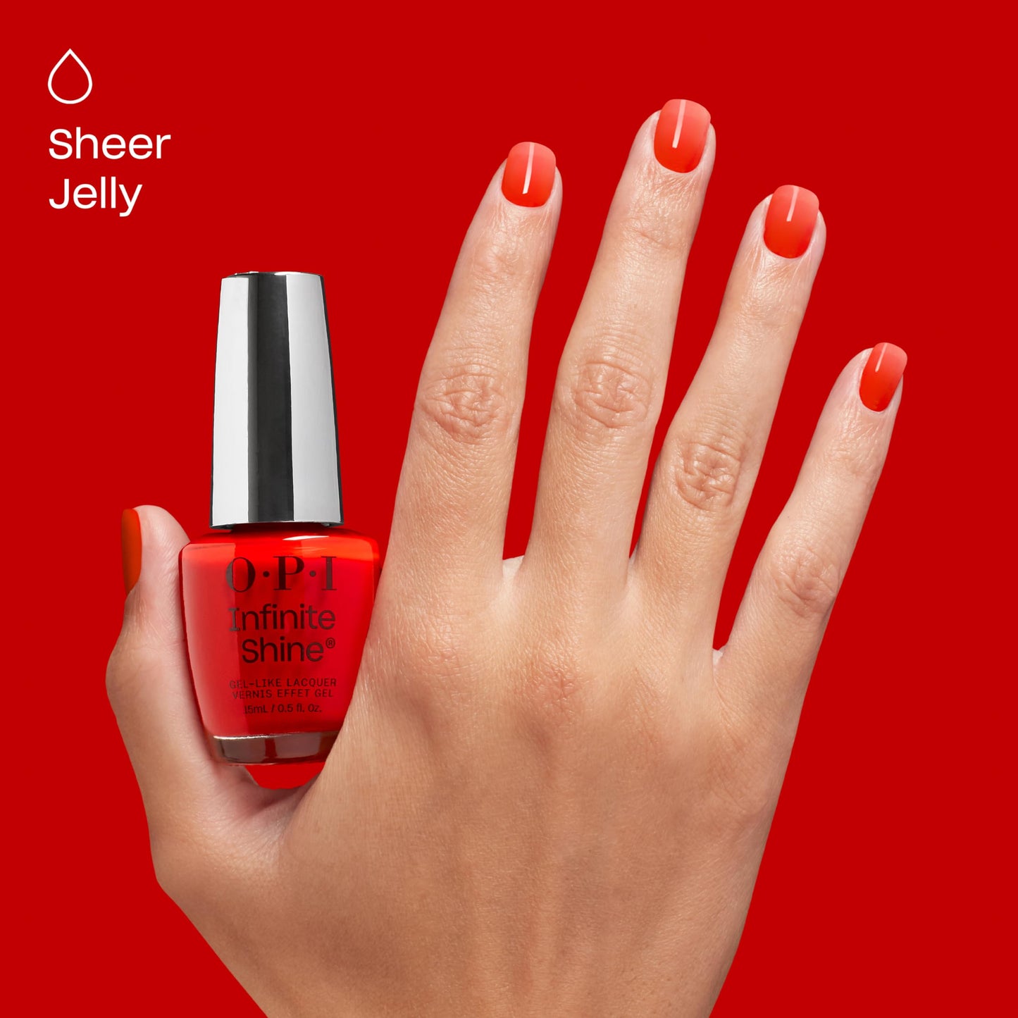 OPI Infinite Shine Drop It Like Its Hawt | Jelly Bright Red Long Wear Gel Like Crme Nail Polish | Make 'Em Jelly! Collection | S