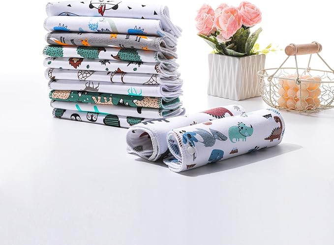 Baby Burp Cloths & Baby Bibs 2-in-1 Design Large Size 3 Layers Thicken Cotton Super Absorbent and Soft Baby Spit Up Burping Rags Baby Burp Cloth Set for Boys and Girls Solid 12 Pack