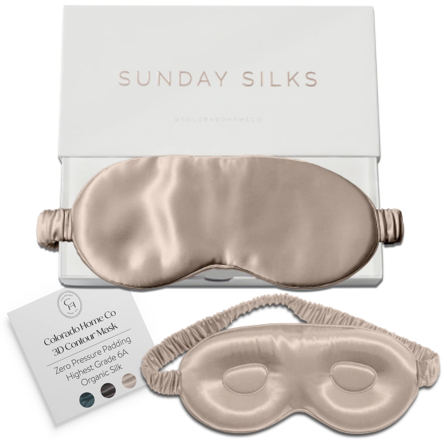 SUNDAYSILKS™ 3D Contoured Silk Sleep Mask | Padded Silk Eye Mask with Eye Cups for Lash Extensions | Blackout, Organic for Women & Men, Perfect for Travel, Slip-Free Deep Sleeping, Antifaz para Dormir
