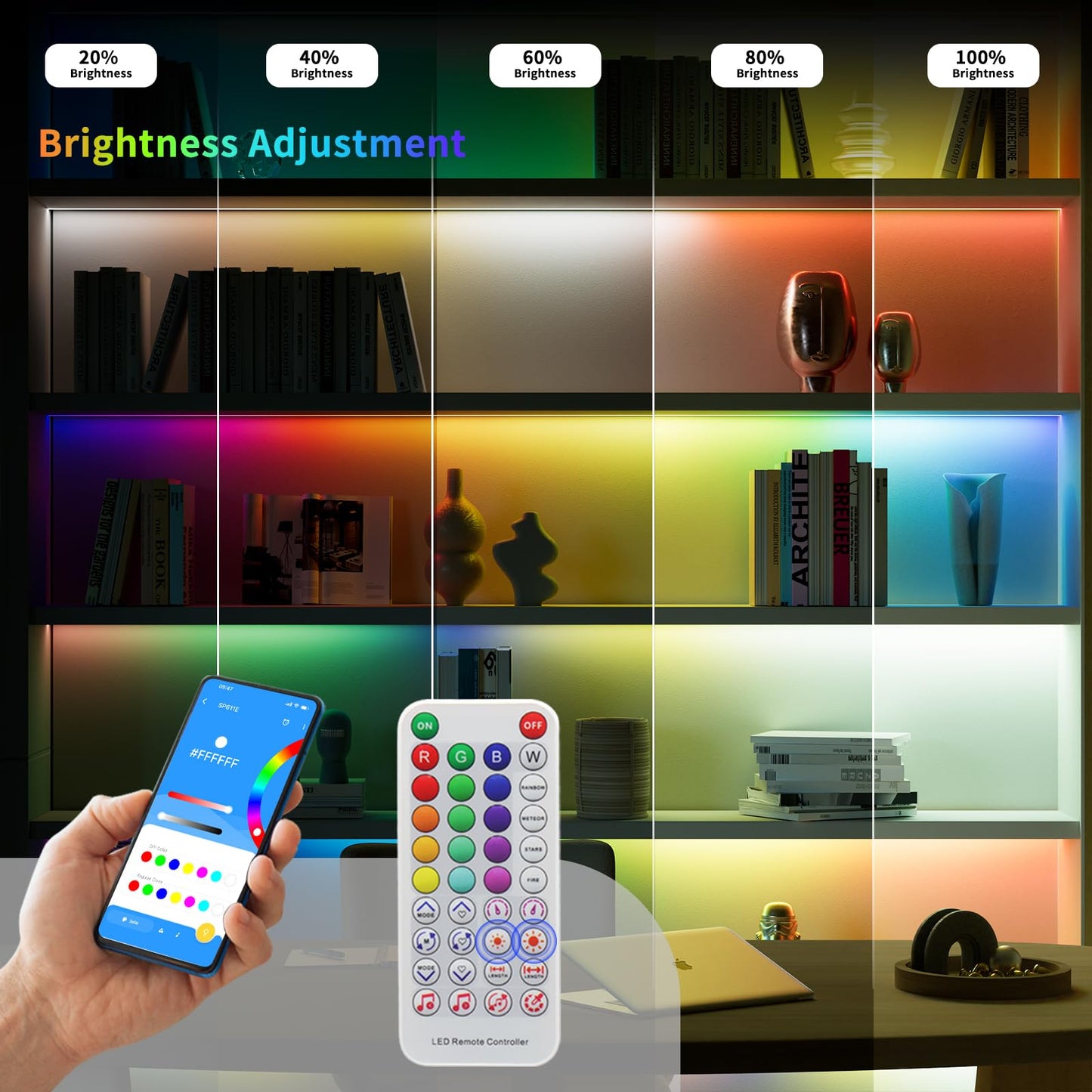 Gingsow Bluetooth Music LED Controller SP611E for WS2812b WS2811 RGB LED Strips, APP/IR Remote, DC5V-24V