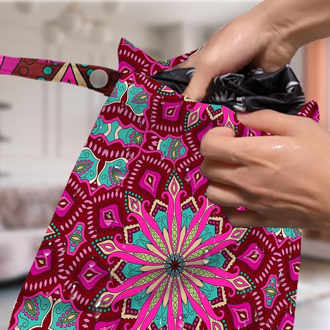 4 Pack Boho Mandala Floral Lover Gift Wet Bag Waterproof Washable Reusable Wet Dry Bag for Swimsuit Clothes Cloth Diaper Travel Pool Yoga Toiletries Gift for Women Sister Bestie Birthday Christmas