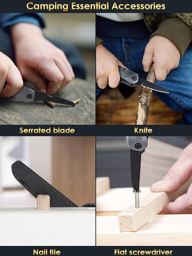 Multitool Camping Accessories Stocking Stuffers for Men Dad Gifts, 13 In 1 Survival Multi Tools Hammer Christmas Cool Gadgets for Adults Him Boyfriend Husband Grandpa Women Birthday Valentines Fathers