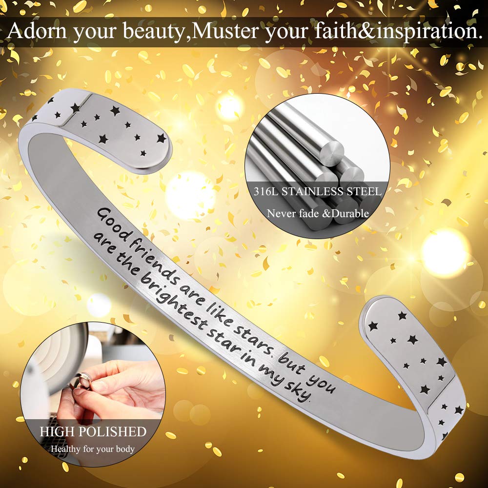 Btysun Friendship Bracelets Friend Bracelets Gifts for Women Inspirational Cuff Bracelets Birthday Gifts for Friend Female Mantr