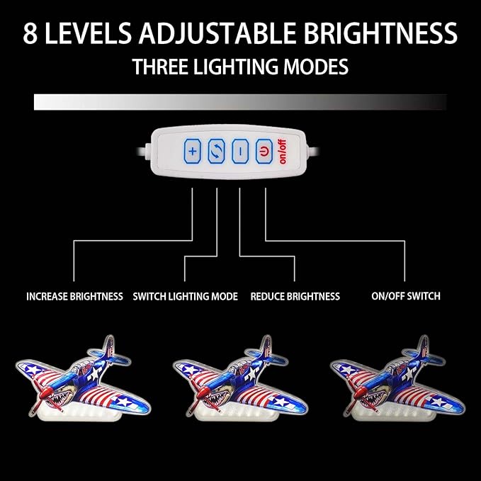 American Shark Fighter Warplane Night Light Up Box for Boy Kids Teens Gifts USB Powered Lamp Lightbox Bedroom Room Wall Hanging Art Table Desk Decorations Decor Sign