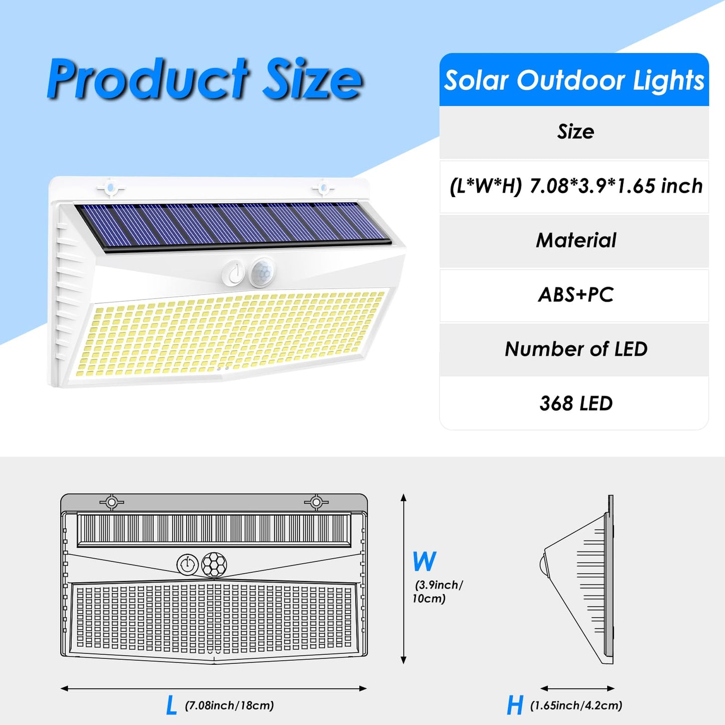 Peasur 2 Pack Solar Motion Sensor Lights - 368 Led, Waterproof, 3 Lighting Modes, White, Outdoor Security For Yard, Garden, Garage