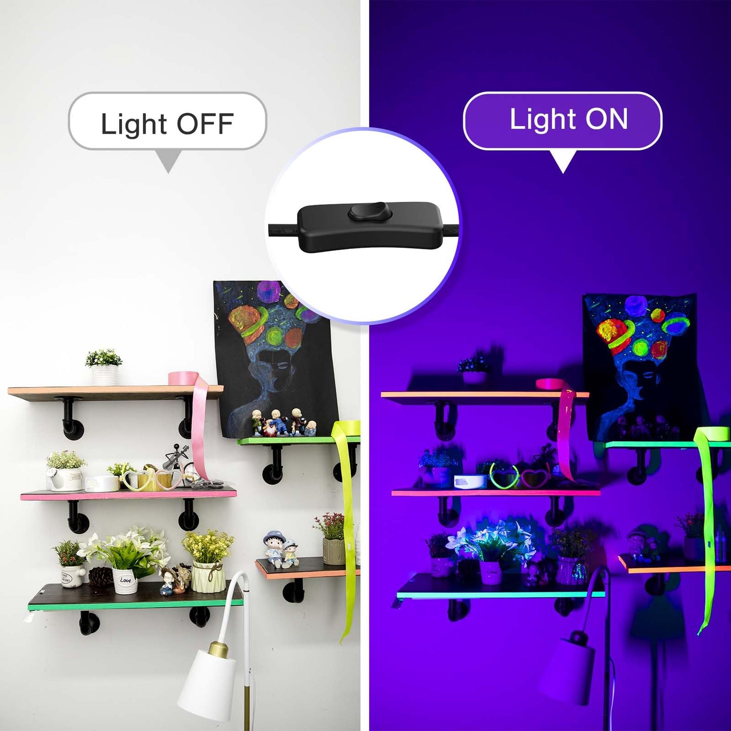 Atfoyer 40W Led Black Light Bar - Fluorescent Lighting For Parties & Halloween, Covers 484 Sq.Ft, Aluminum, Black, Model Atc40Ctuv