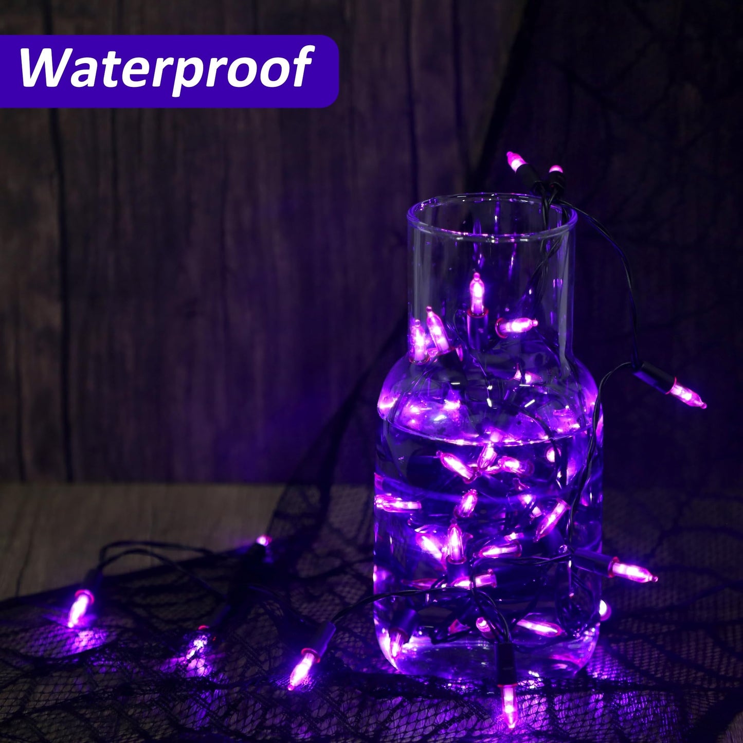 Blissun Halloween Lights - 50-Count Mini String Light Set, 8 Modes, 16 ft, 2 Pack, Purple
