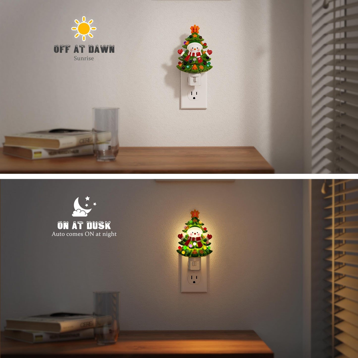Jandcase Christmas Tree & Snowman Night Light  3000K Night Lights Plug Into Wall Cute & Funny Ceramics Christmas Night Light For Kids  360?Rotatable For Home Party Decor 1 Pack
