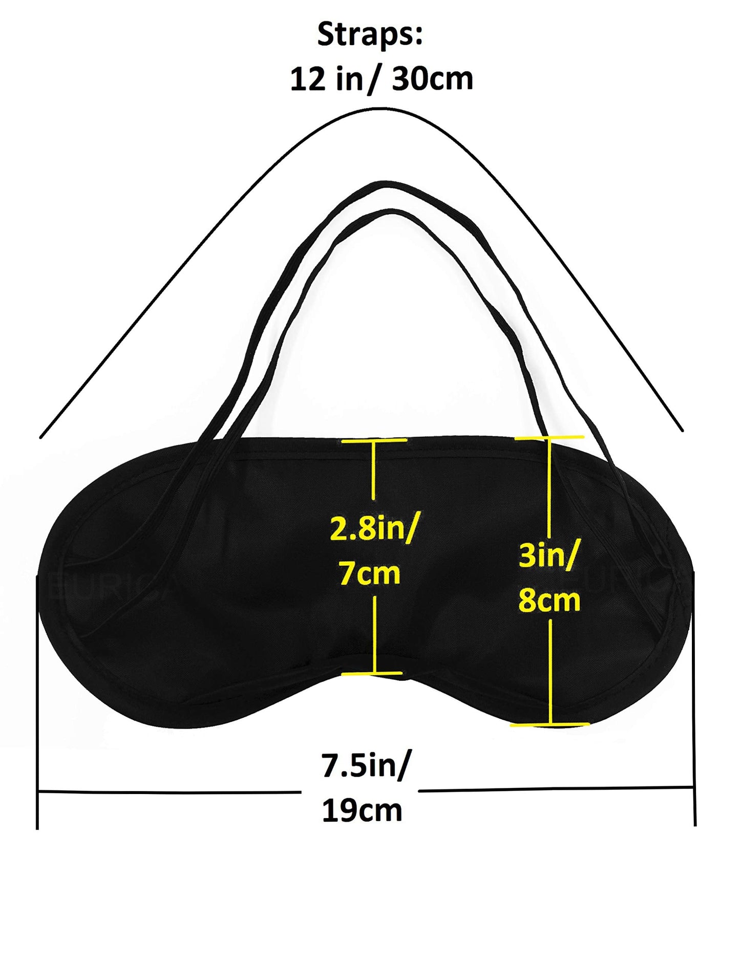 PorsMing Sleep Eye Mask Blindfold with Nose Pad and Elastic Strap, 4 Layers, Black, Pack of 30