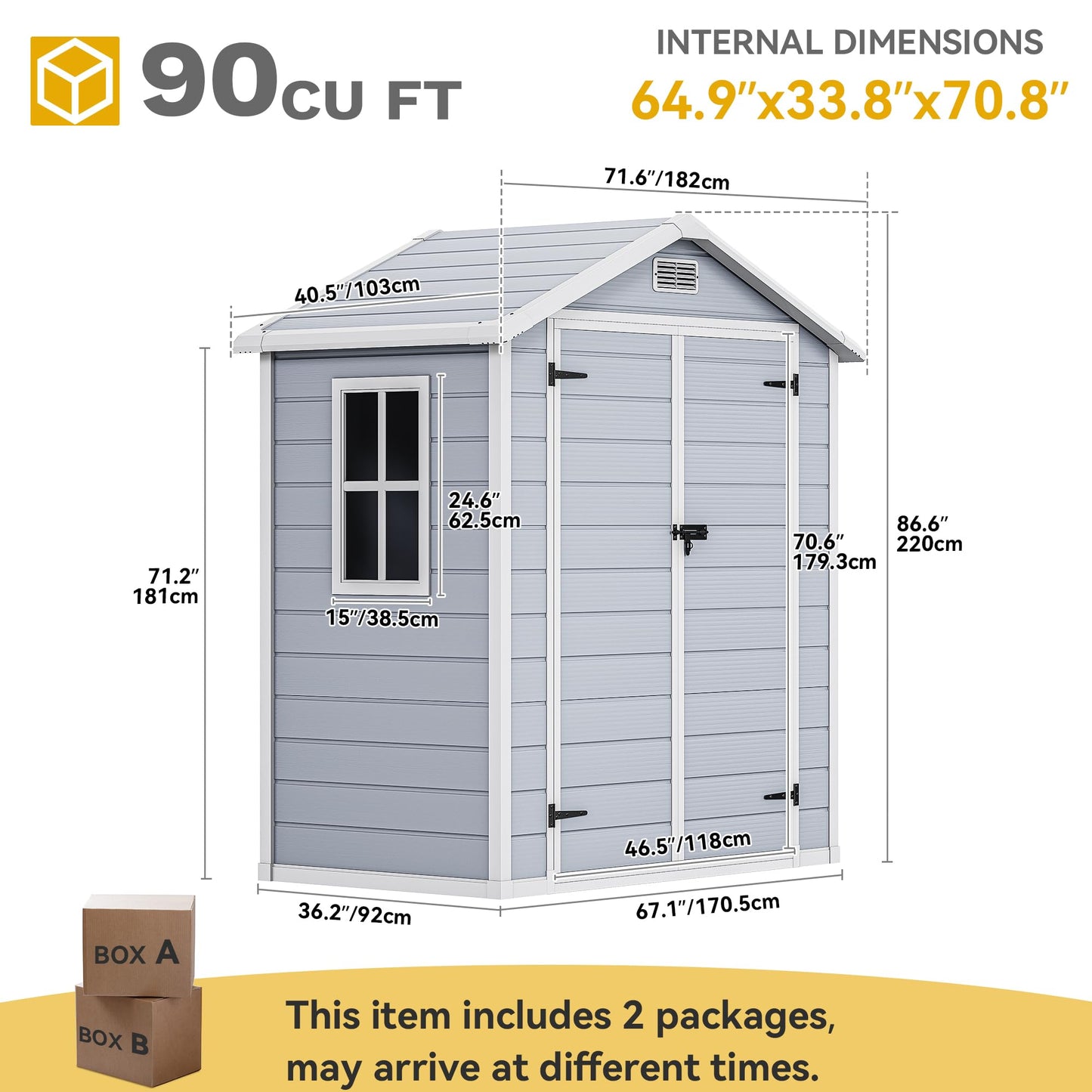 DWVO 6x4 FT Outdoor Resin Storage Shed with Reinforced Floor, All-Weather Bike Storage Shed with Lockable Door, Window and Vent, Waterproof Plastic Tool Storage for Garden, Backyard, Patio, Lawn