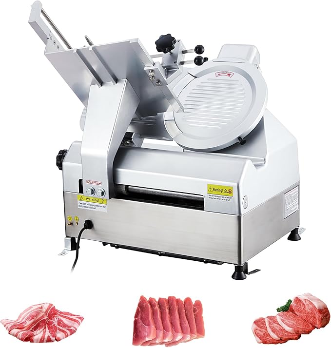 GarveeHome Automatic Meat Slicer, 550W Deli Slicer with 12.6 in Carbon Steel Blade, Professional Double-motor Meat Slicer Machine with Adjustable Thickness From 0 to 15 mm for Commercial Use
