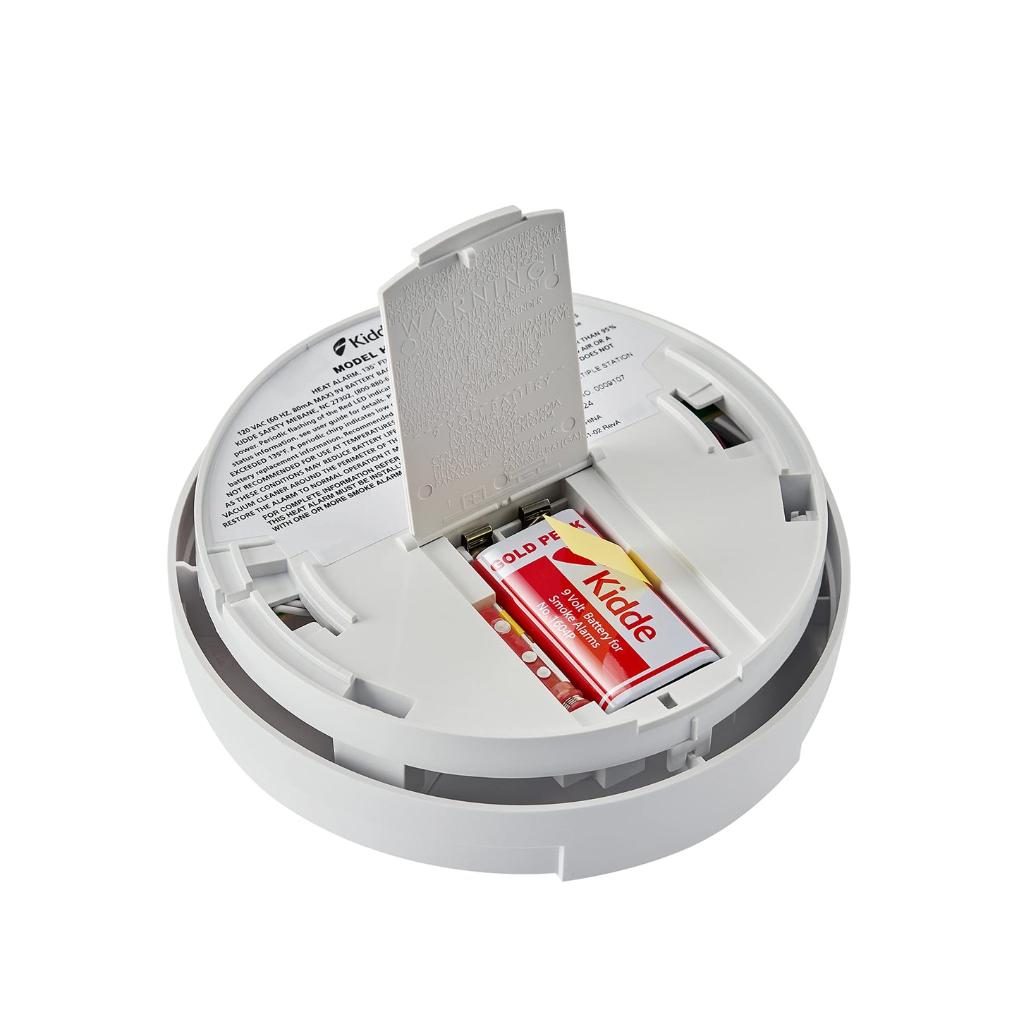 Kidde Heat Detector, Hardwired with Battery Backup & 2 LEDs, Interconnect Capability, Ideal for Garages