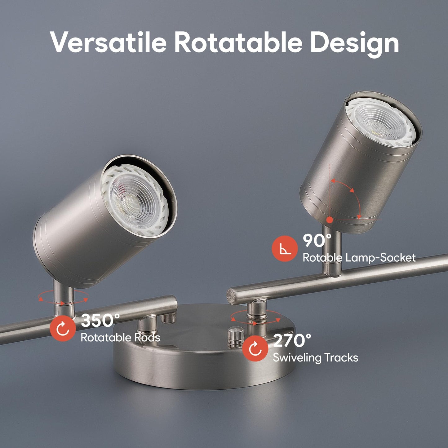 Vonluce 8 Light Track Light Fixture  Led Track Lighting Kit With Rotatable Heads  3-Color Gu10 Bulbs Included  Modern Ceiling Spotlight For Kitchen Office Closet Studio Bedroom  Nickel