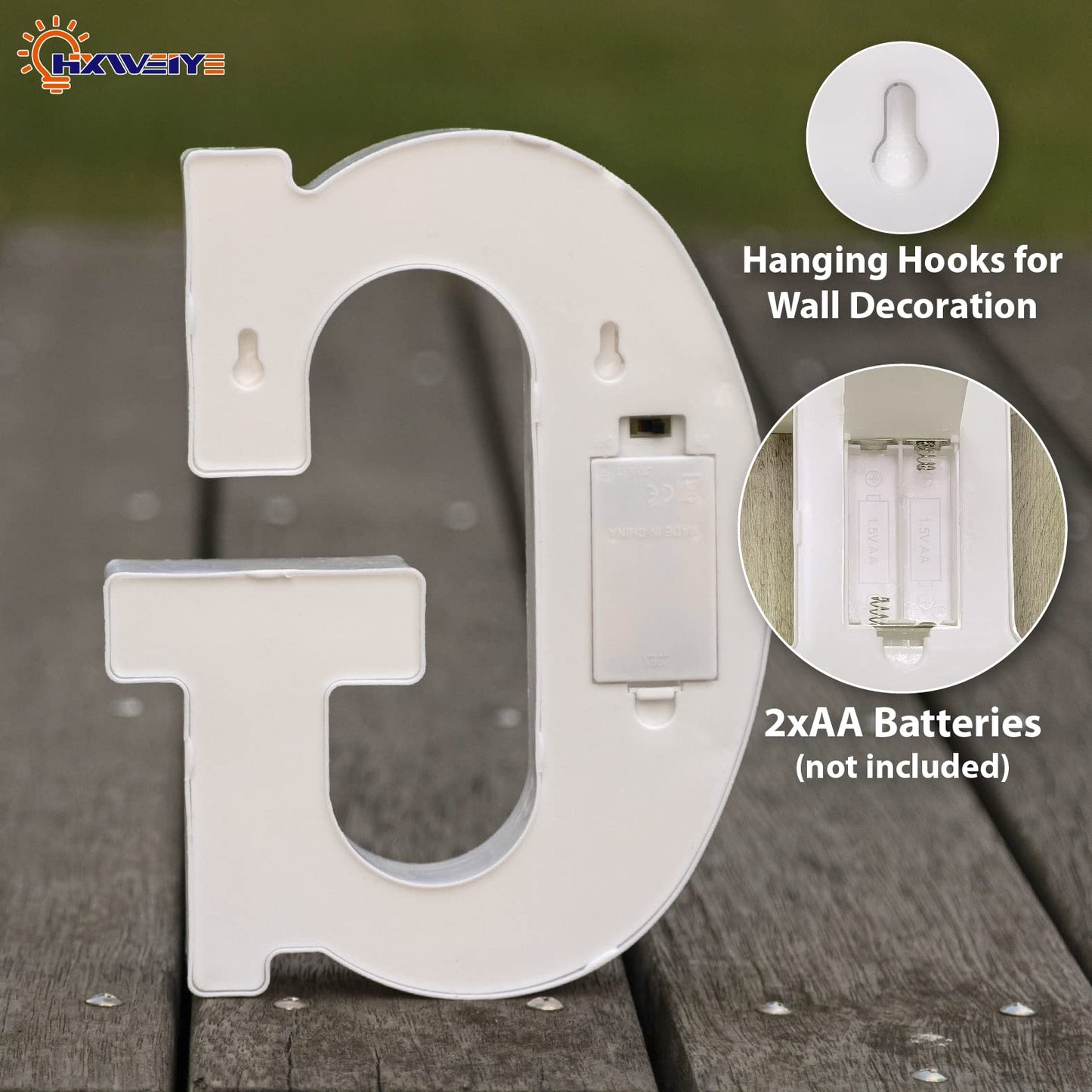HXWEIYE LED Marquee Letters Sign, 26 Alphabet & 10 Numbers, Battery Powered, Warm White-G