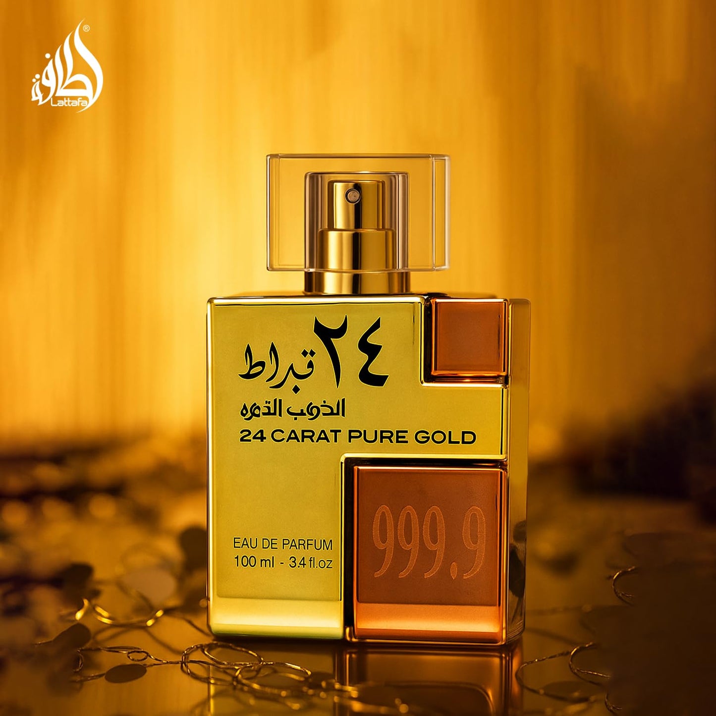 Lattafa 24 Carat Pure Gold Eau De Parfum Spray for Unisex 3.4 Ounce