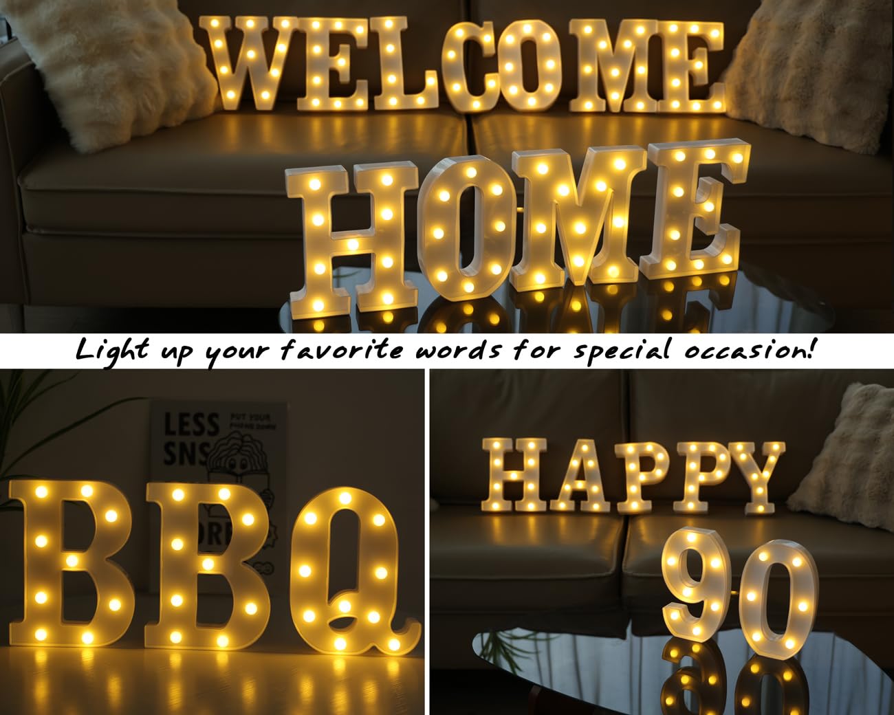 Ifdgctk Light Up Letters  Led Letters Lights 26 Alphabet  Decorative Lighted Letters  Battery Powered Led Marquee Light Up Letters For Party  Bar  Night Light  Home Decor(Letter M)