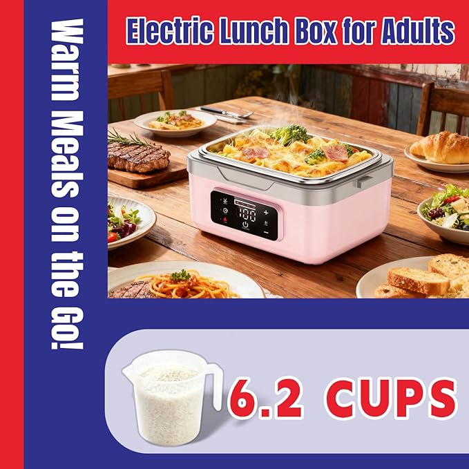 Cordless Electric Lunch Box, Heated Portable Food Warmer with 10000mAh Battery, 1L/1.5L Capacity, 3-Modes for Office Car Travel
