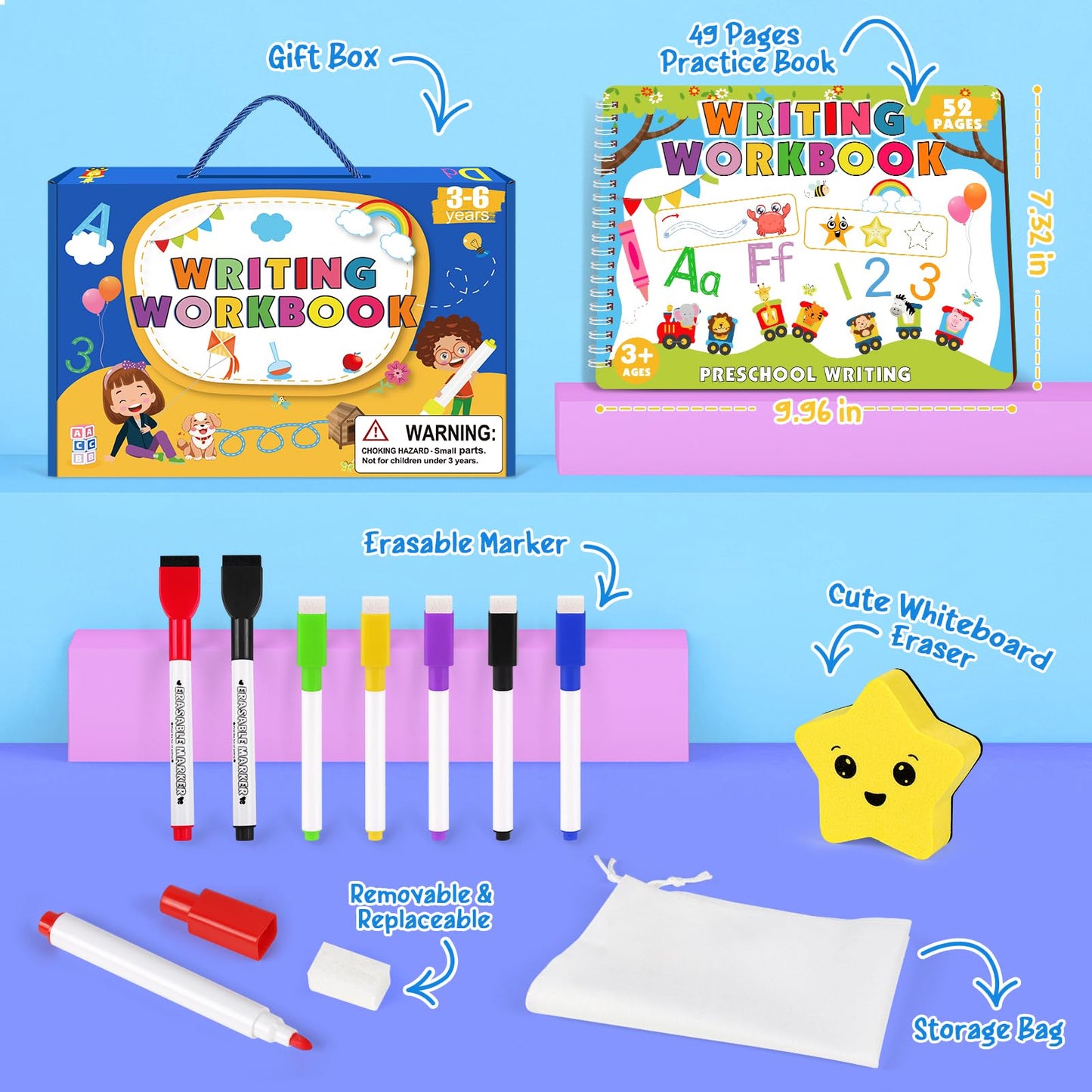 IVENRXIU Preschool Learning Activities, Toddler Tracing Books Ages 2-4, Kindergarten Workbooks for Handwriting Practice, Homeschool Supplies and Toddler Travel Essential Educational Toys