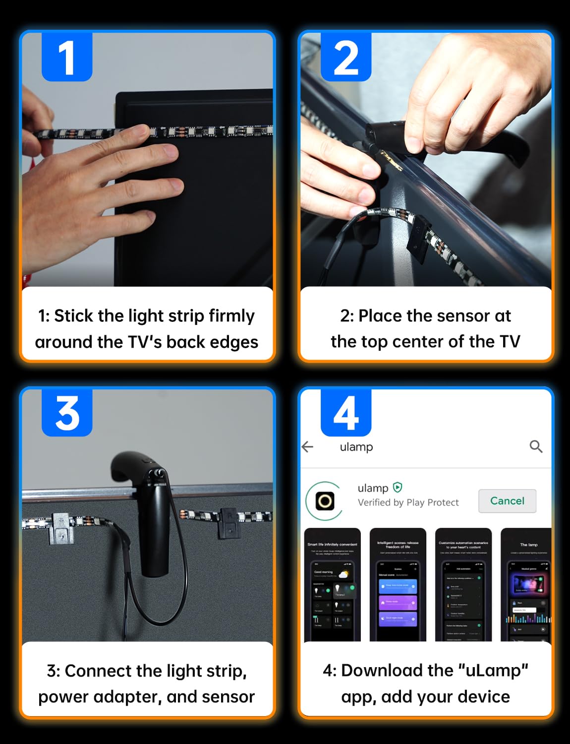 FFJ TV Lights That Change with TV, 21.3ft Cuttable TV LED Backlight for 90-100 Inch Screen and PC Monitor, TV Backlight with Sensor, Smart App Control, Game & Music Sync Color Changing Light