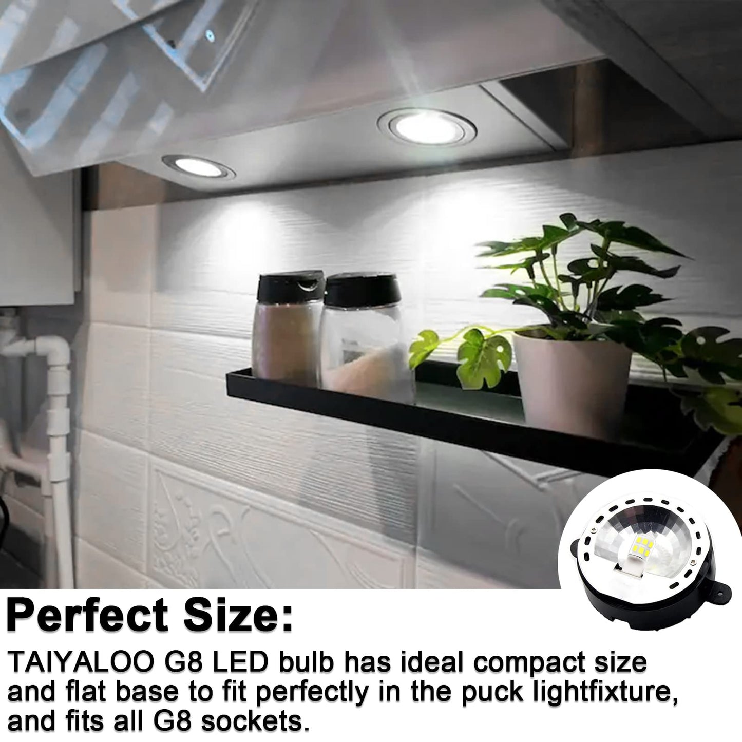 Taiyaloo G8 Dimmable Led Bulb, 20W-25W Halogen Equivalent, Daylight White 6000K, 120V, Bi-Pin Base,