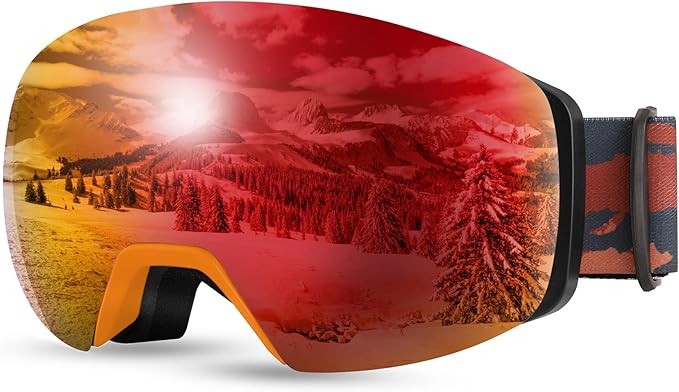 FEISEDY Magnetic Ski Goggles for Men Women Youth Frameless Snow Goggles 100% UV Protection Snowboard Goggles B0020