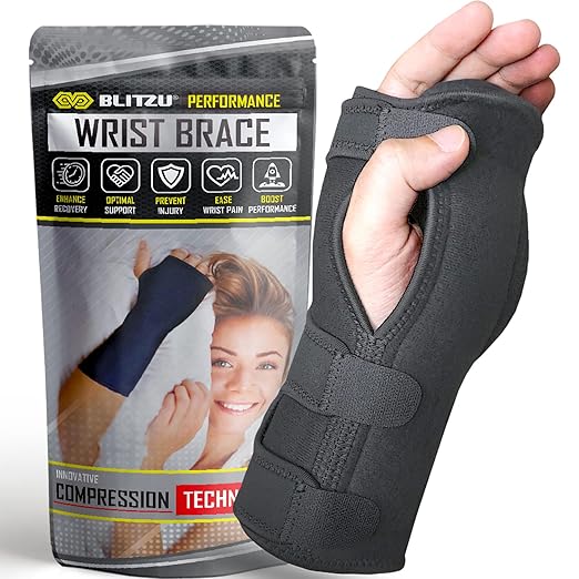 Carpal Tunnel Wrist Brace Night Support with Splint Stabilizer & Palm Cushion, Adjustable and Fits Both Hands, Helps Relie...