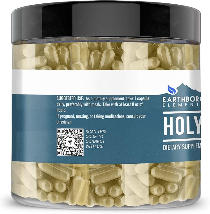 Earthborn Elements Holy Basil 200 Capsules, Pure & Undiluted, No Additives