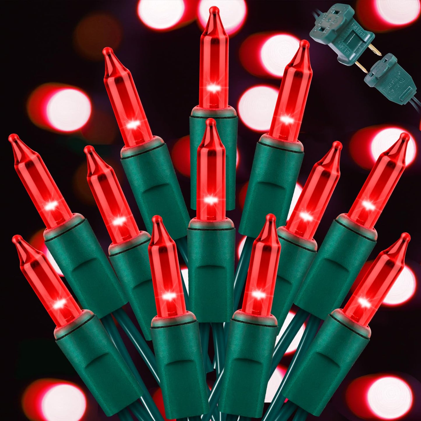 Lamphome 100 Count Red ValentineS Day Lights With 20Ft Green Wire Waterproof Mini String Lights For Holiday Decorations  Christmas Tree  Party  Wedding  Xmas  Home  Indoor & Outdoor Use