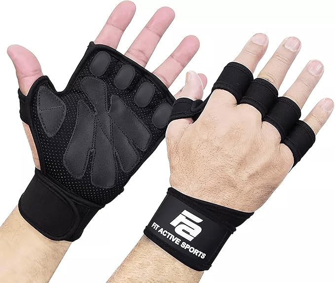 Fit Active Sports New Ventilated Weight Lifting Workout Gloves with Built-in Wrist Wraps for Men and Women - Great for Gym...