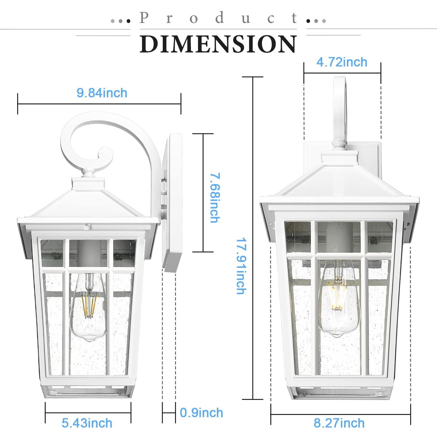 Darkaway Large Outdoor Wall Lights For House  18Inch Exterior Lighting Fixtures 2Pcs Wall Mount Outdoor Porch Lights White Outdoor Sconce Lights With Seeded Glass For Hallway Garage
