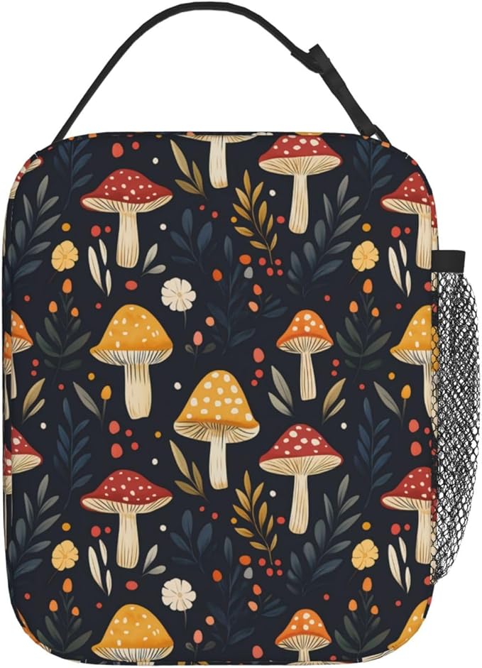 Mushroom Lunch Box for Women Kids Girls Insulated Lunch Bag Lunchbox Adults Lunch Tote Bags Reusable Cooler for Work Office School Picnic Travel