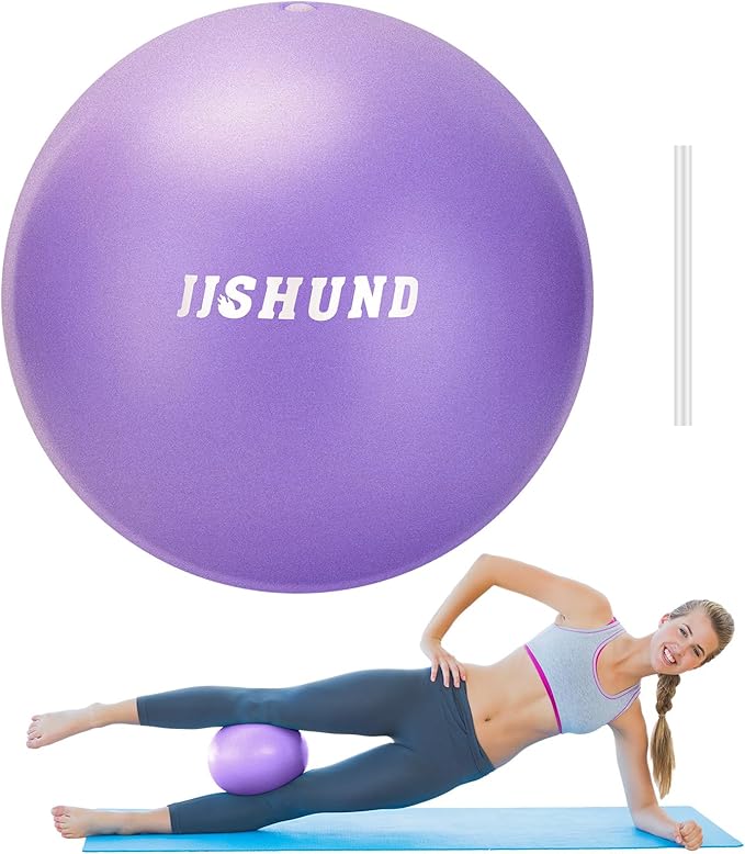 jjshund Pilates Ball, 9 Inch Small Exercise Mini Soft Workout Yoga Ball with Exercise Guide, for Home Gym Yoga, Pilates, C...