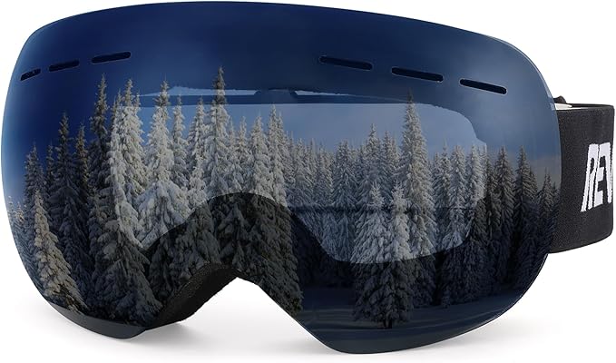 Revemo OTG Ski Goggles for Men Women, Snowboarding Ice Skating Goggles Winter Sports Goggles with UV, Anti Fog Over Glasses