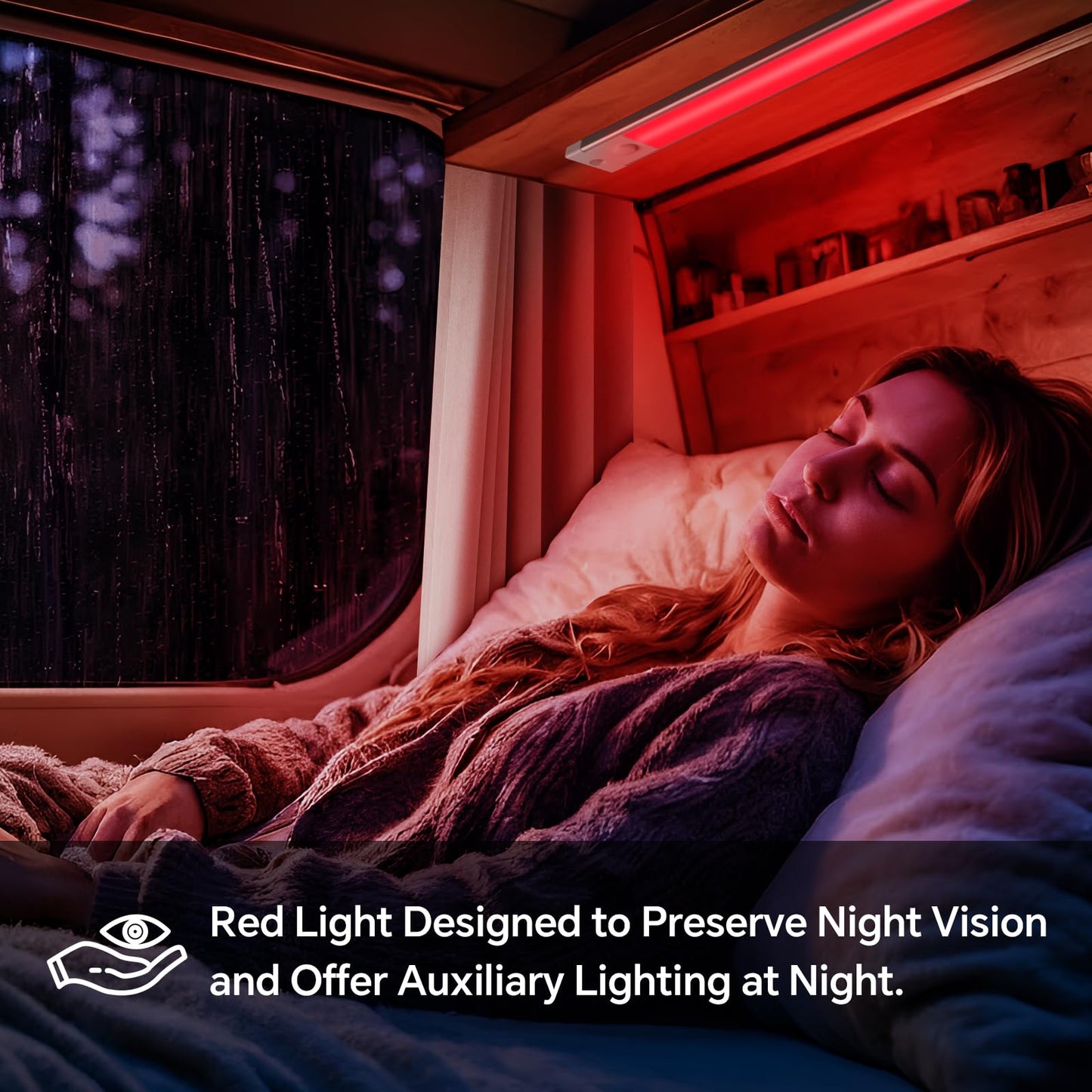 Acegoo Rv Interior Led Light Bar 12V Led Light Strip For Motorhome Camper Trailer Kitchen Countertop Under Cabinet Lighting  Integral Dimmer Switch & Red Night Light (Warm White  12 Inch)