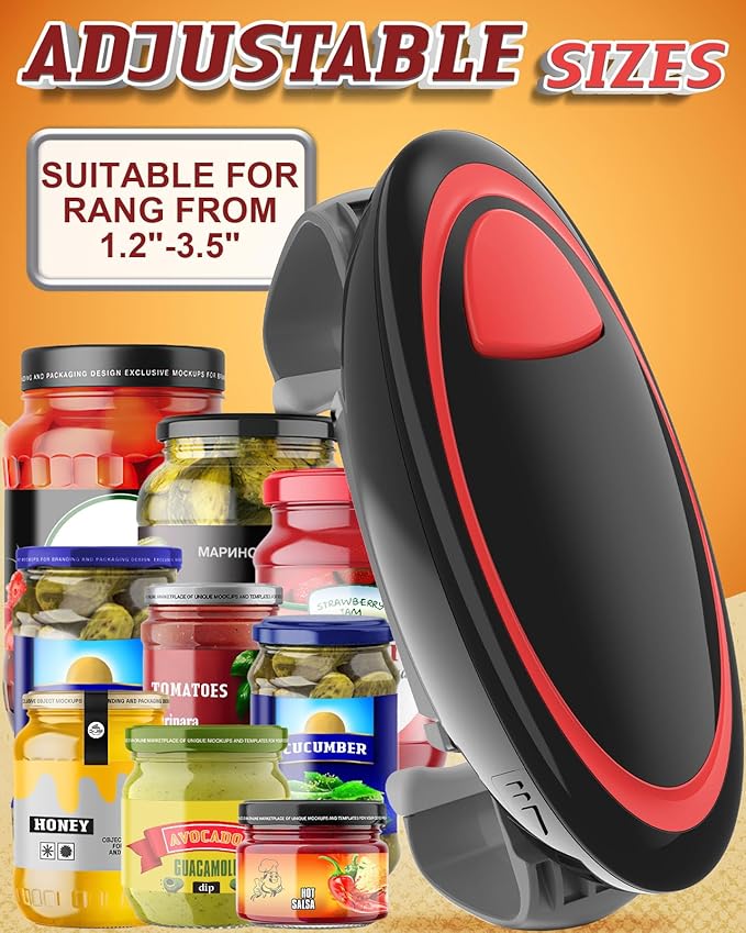 Electric Jar Opener for Weak Hands, Automatic Jar Opener for Seniors with Arthritis, Strong Tough & Easy One Touch Bottle Opener for Arthritic Hands