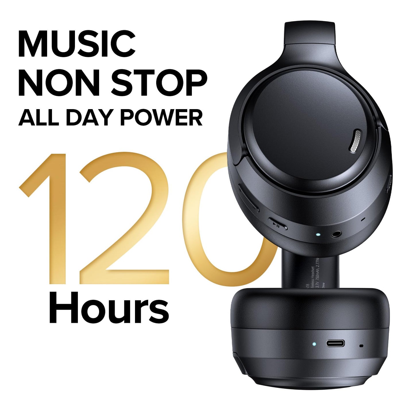 TAGRY Hybrid Active Noise Cancelling Headphones 120Hrs Playtime ENC Clear Call Bluetooth Headphone Over Ear Wireless Headphones Hi-Res Audio ANC Headset with Low Latency Mode for Game Travel Home PC