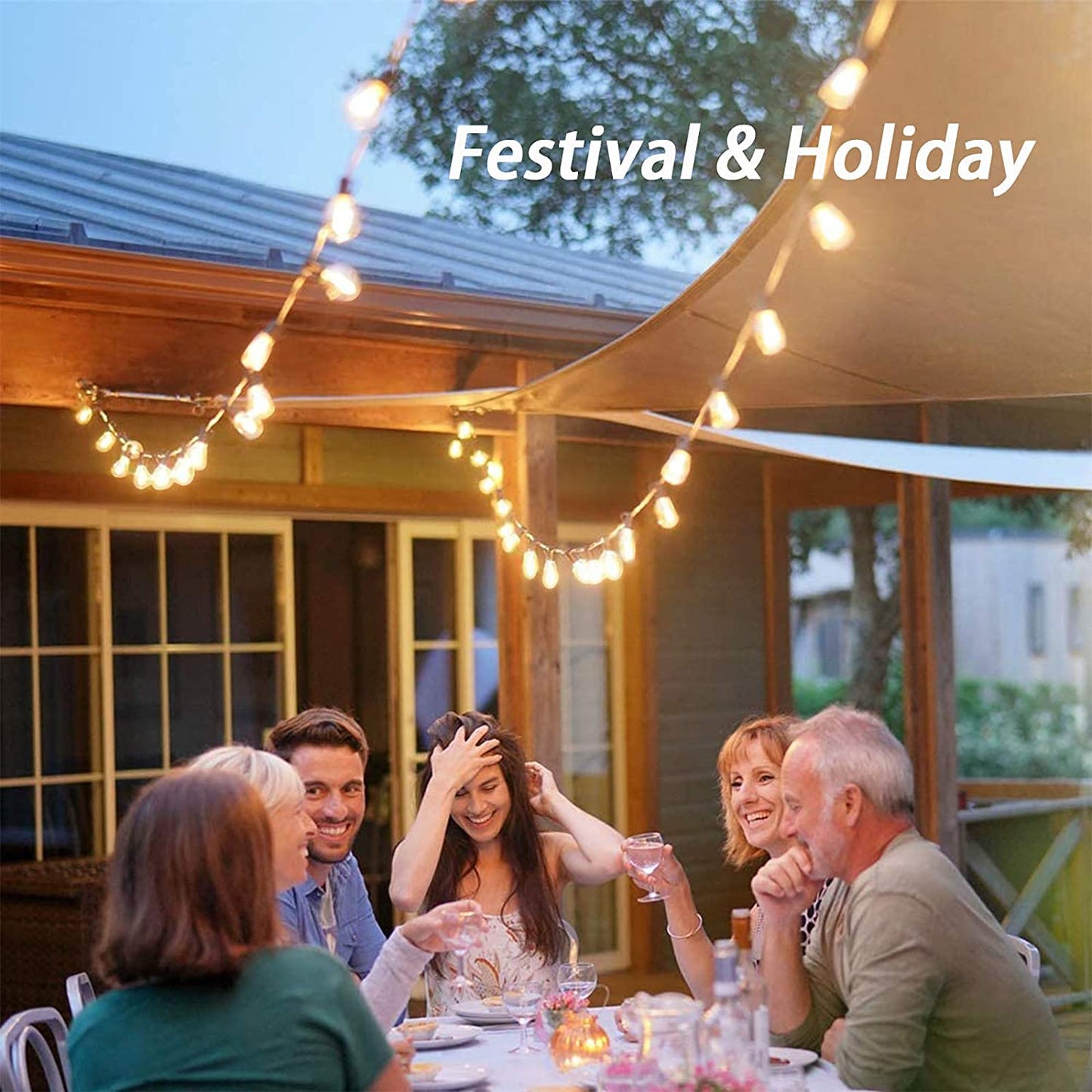 Afirst 20Ft Outdoor String Lights - 22 Edison Bulbs, Waterproof Black Bistro Lights For Patio, Backyard, Party, Wedding