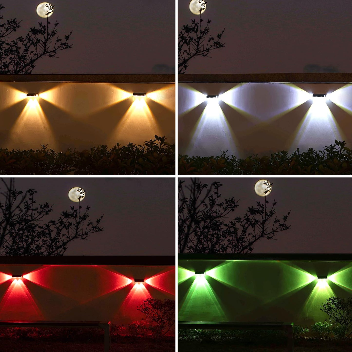 Nibuuecer Solar Fence Lights 2 Pack 9 Colors&11 Lighting Modes Fence Solar Light Outdoor Waterproof Ip65  3-Side Lighting Led Deck Lights For Outside Wall Backyard Step Patio Garden