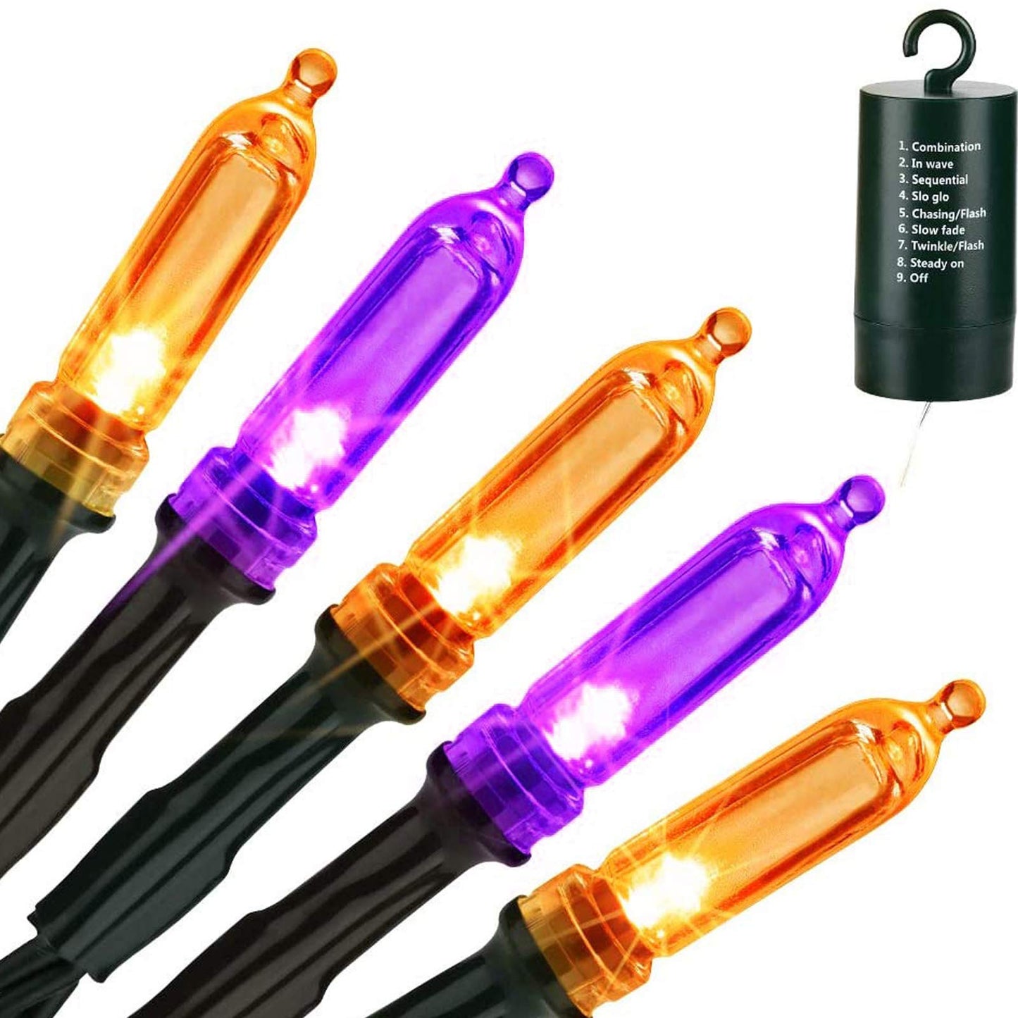 LYHOPE Halloween Lights, 33ft 100 LED Battery Operated, Waterproof, Orange & Purple String Lights for Indoor & Outdoor Decor