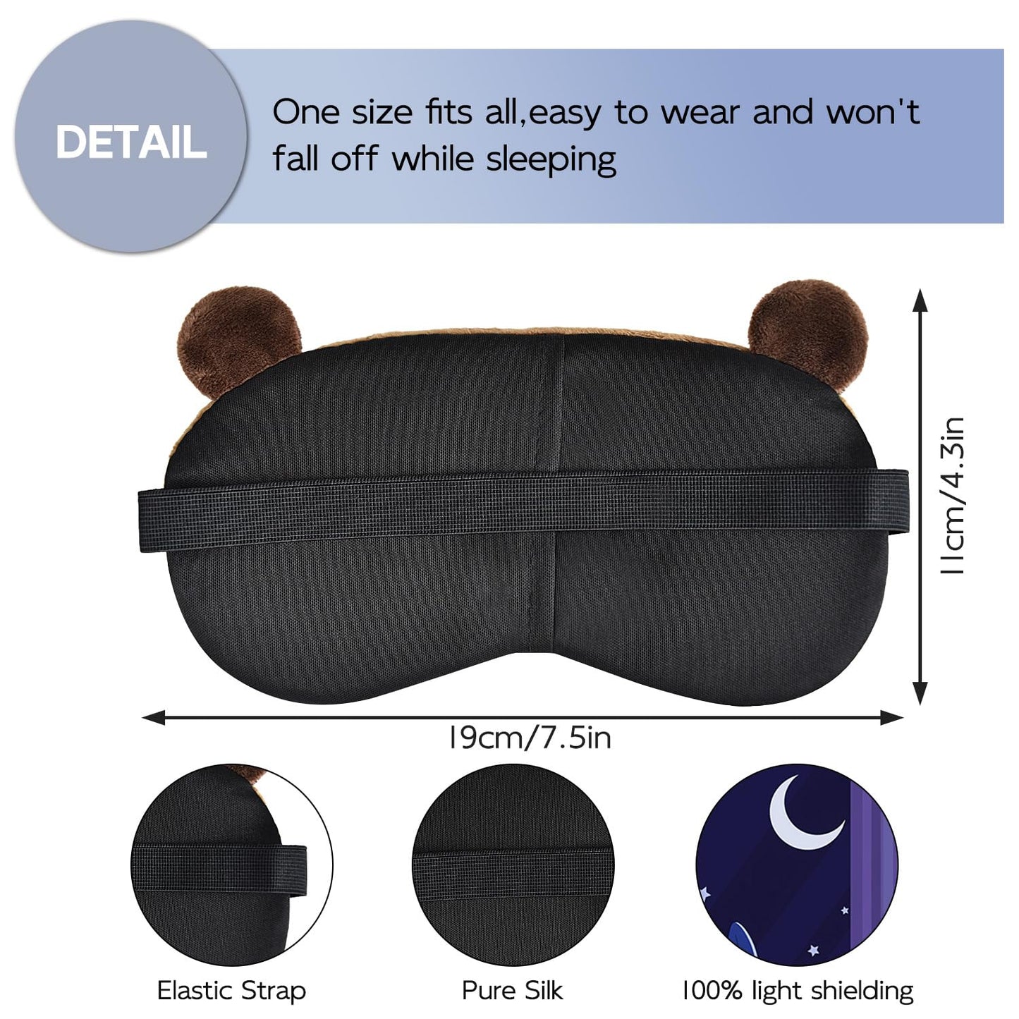 Mezeic Cute Sleep Masks Cartoon Capybara Eye Mask Plush Sleeping Mask & Travel Blindfold Funny Novelty Eye Shade for Women Men (Capybara)