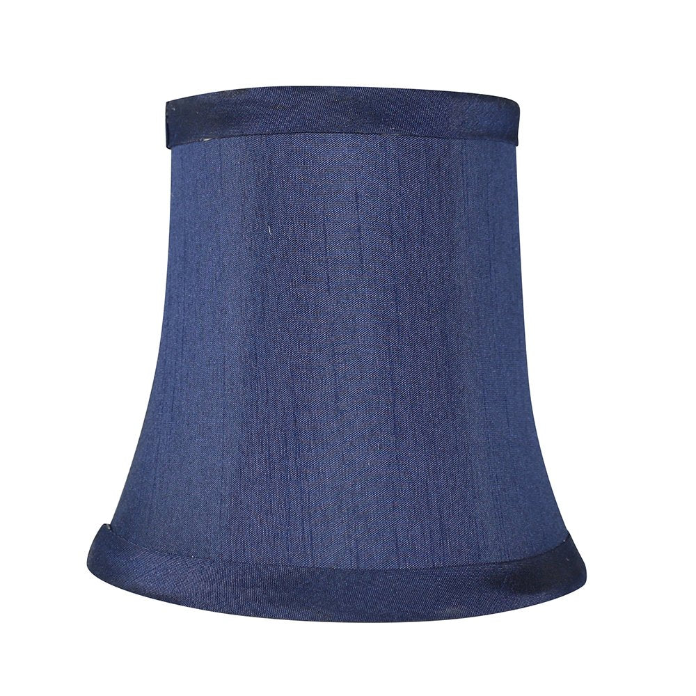 MERIVILLE Set of 6 Blue Faux Silk Chandelier Lamp Shades, Softback Bell Shape, Clip-On Fitter, 3.5in x 5in x 4.75in
