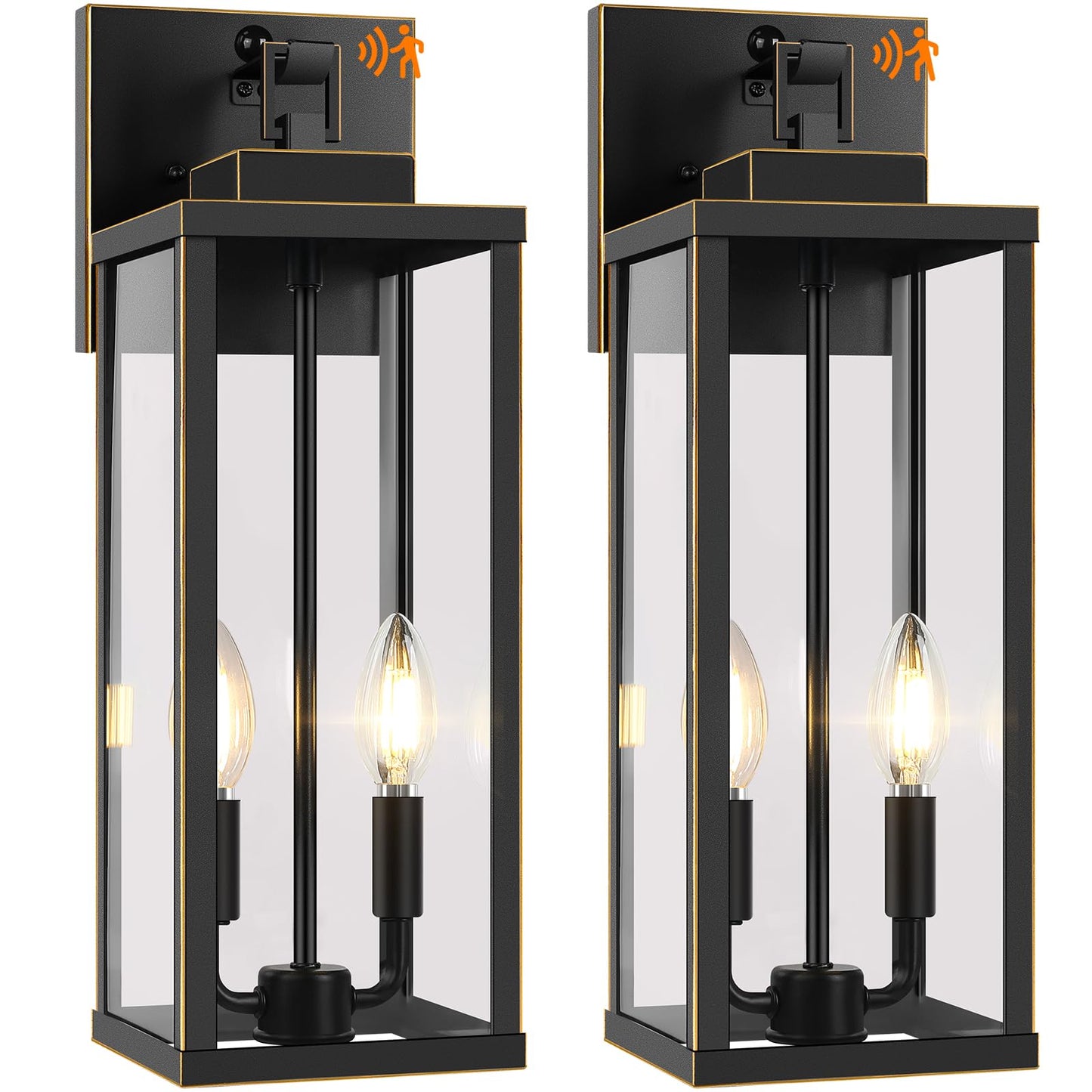 Beslowe 18  Upgraded Motion Sensor Outdoor Wall Lights  Dusk To Dawn Porch Lights Outdoor Wall Sconces  3 Lighting Modes Exterior Lighting Fixtures With Hooks  Bronze Outside Lights For House  2-Pack