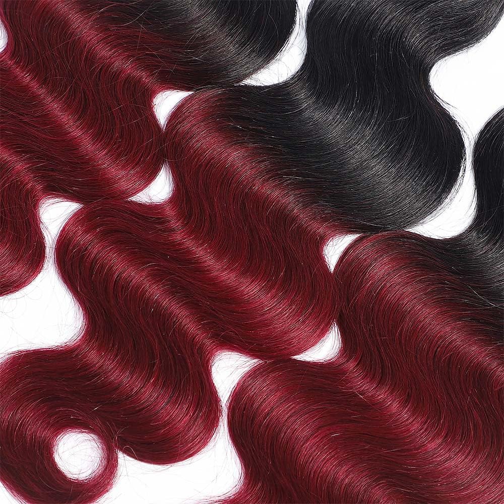 Lagalaga Bundles Human Hair 22 24 26 Inch Body Burgundy T1B/99J Human Hair Bundles Unprocessed Brazilian Virgin Hair Quick Weave