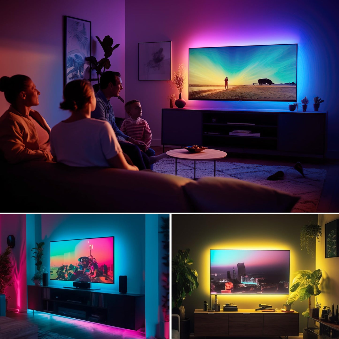 Maylit Icrgb Tv Led Backlight Kit, 6.56Ft Bluetooth Lights For 24-60In Tvs, Remote & App Control, Music Sync, Bias Lighting