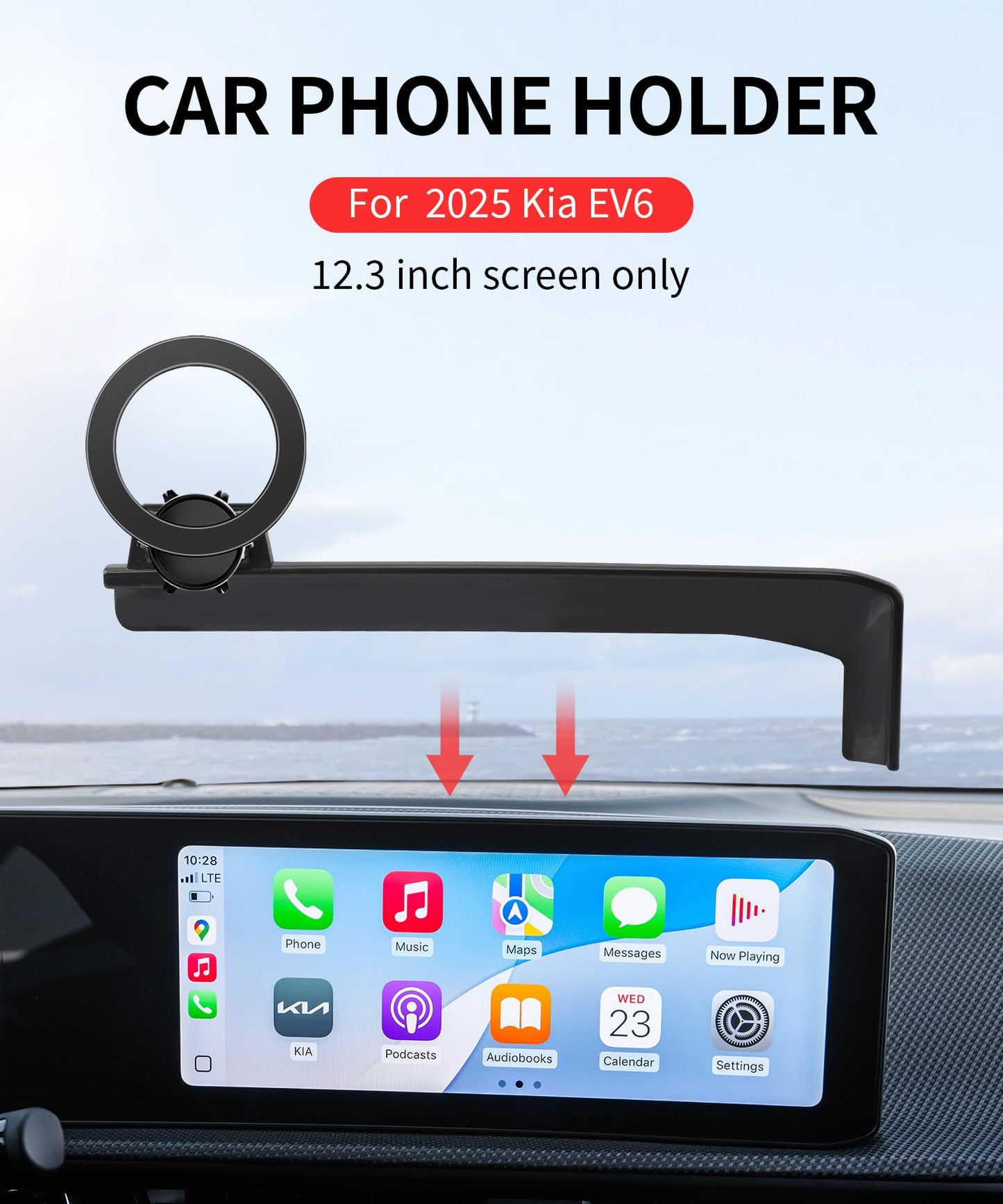Maserweller Car Phone Holder For 2025 Kia Ev6 Accessories 12.3-Inch Screen Fixed Clip, 360 Rotation Phone Mount Compatible With