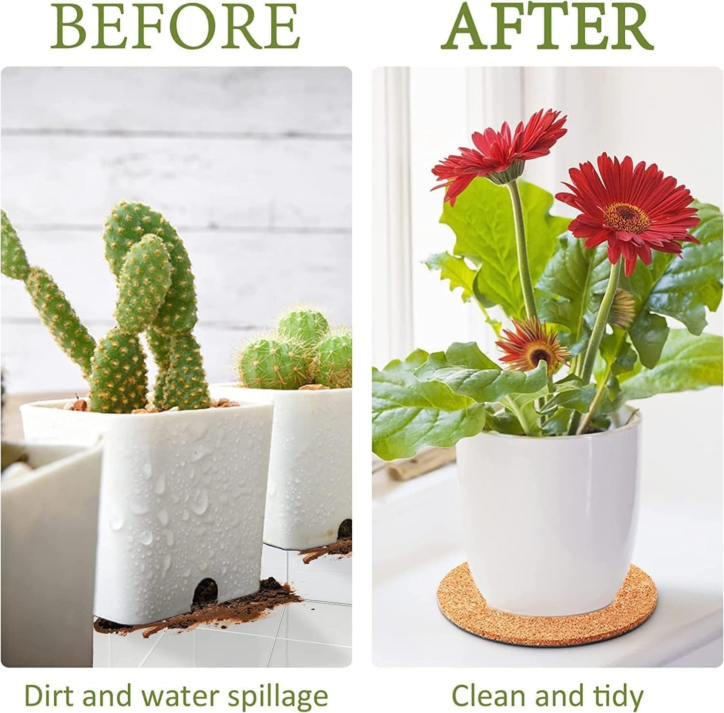 4 Pieces 6 Inch Cork Plant Coasters Absorbent Cork Plant Mats for Indoor Plants Garden Pots DIY Craft